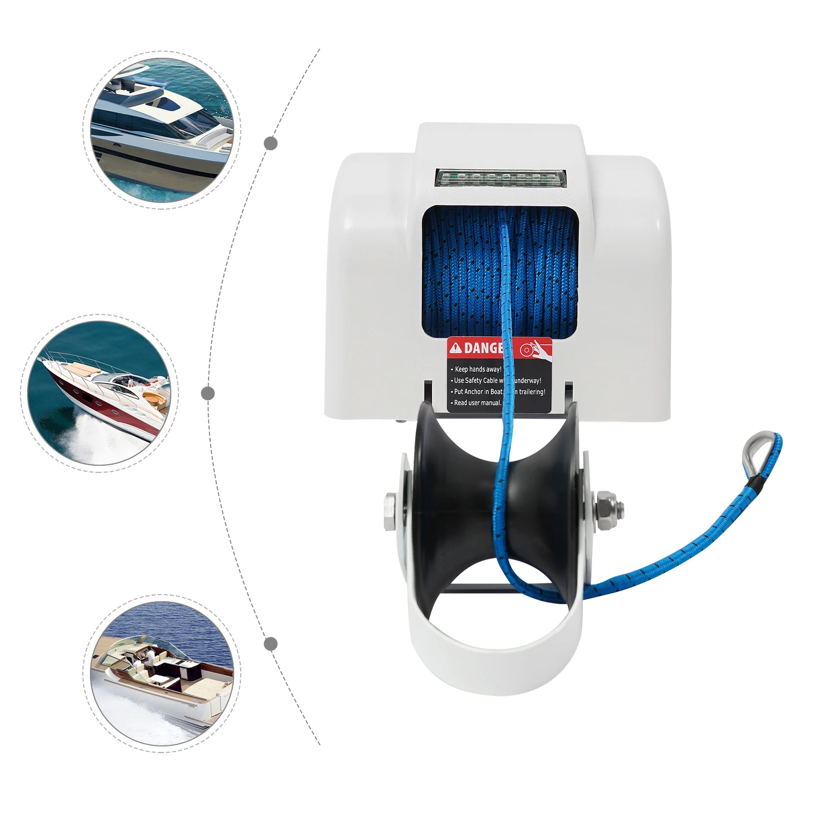 Cabrestante de anclaje eléctrico para barco, 12V, 45 libras, con Control remoto inalámbrico, cabrestante de barco blanco marino con disyuntor de reinicio automático