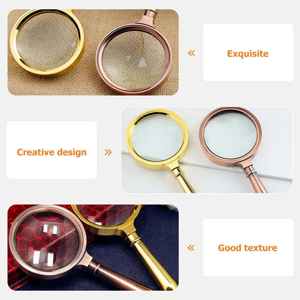Retro Handheld Magnifying Glass Handle Design Portable Lightweight Reading Magnifier for Elderly Jewelry Photography Vintage
