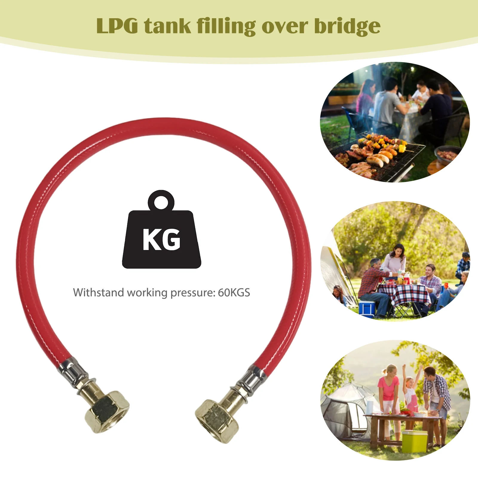 Liquefied Gas Cylinder Inflation Joint Eastern European LPG Refilling Bridge Joint Rubber Hose Durable Outdoor Stove Accessories
