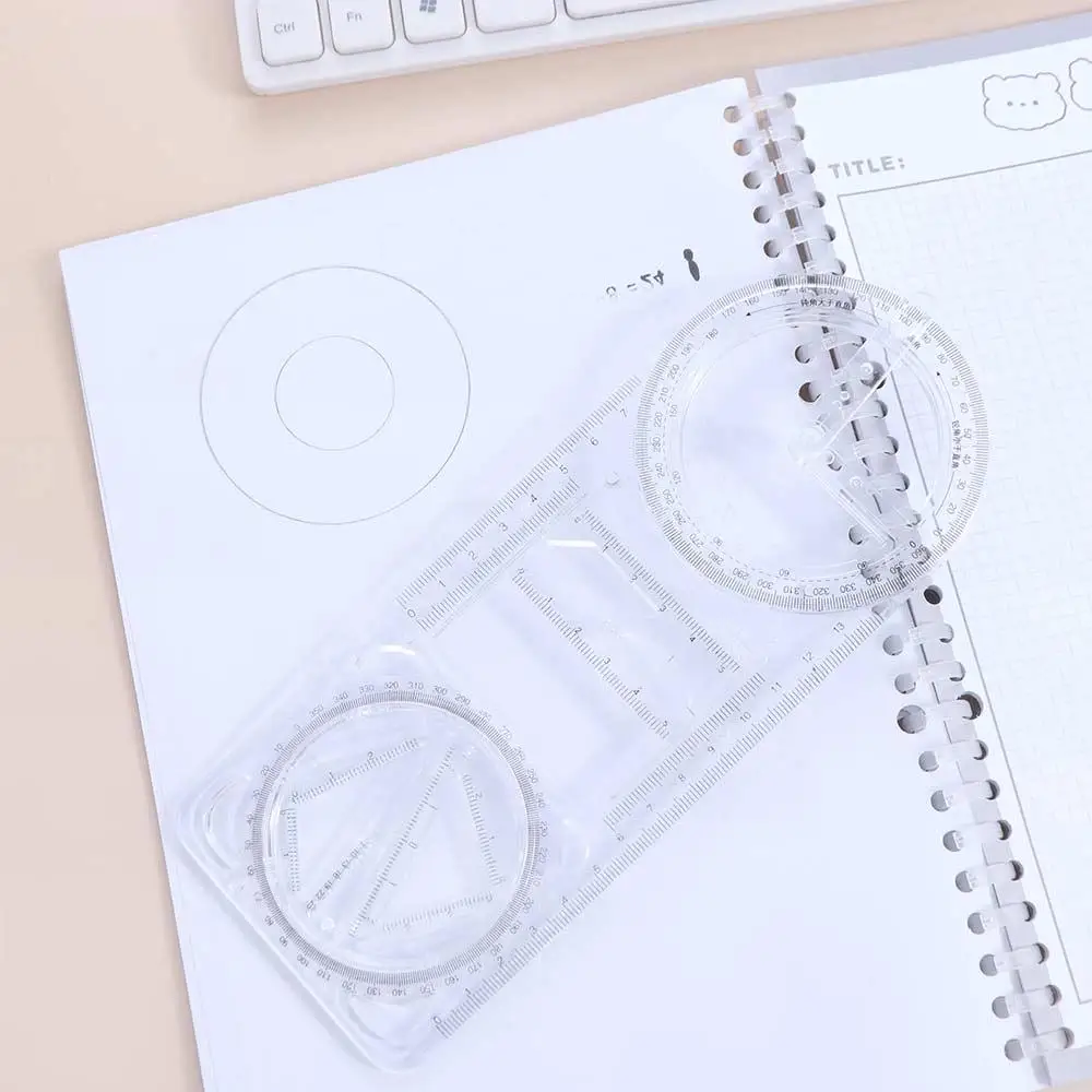 Règle d'angle multifonctionnelle 360° pour dessin technique °   Règle géométrique mobile en plastique, modèle de dessin droit pour l'école primaire