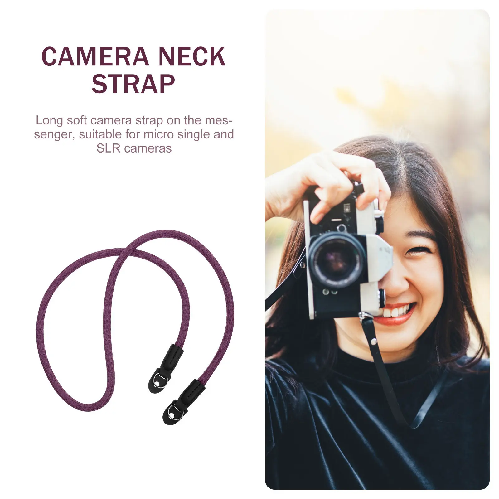 Camera Neck Strap Stainless Steel Microfiber Shoulder Belt Elastic Wear Resistant for Camera Camcorder Binoculars Travel