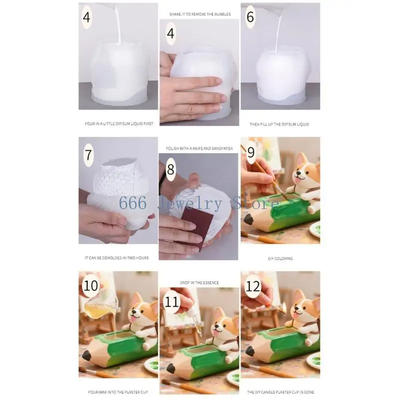 F2TD Handmade Resin Mold Showcasing Lovely Pencil Dog for Jewelry and Gifts