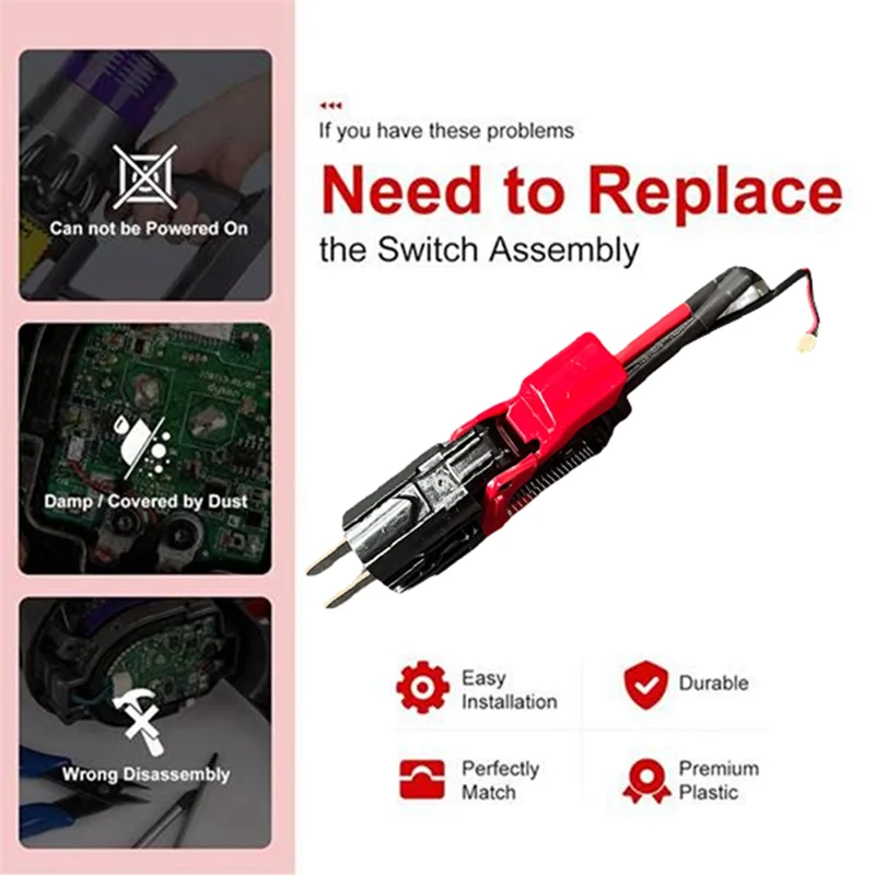 A74G-para Dyson V10/V11/SV12/SV14 conjunto de gatillo de repuesto con botón de interruptor tipo batería de clic accesorios de vacío