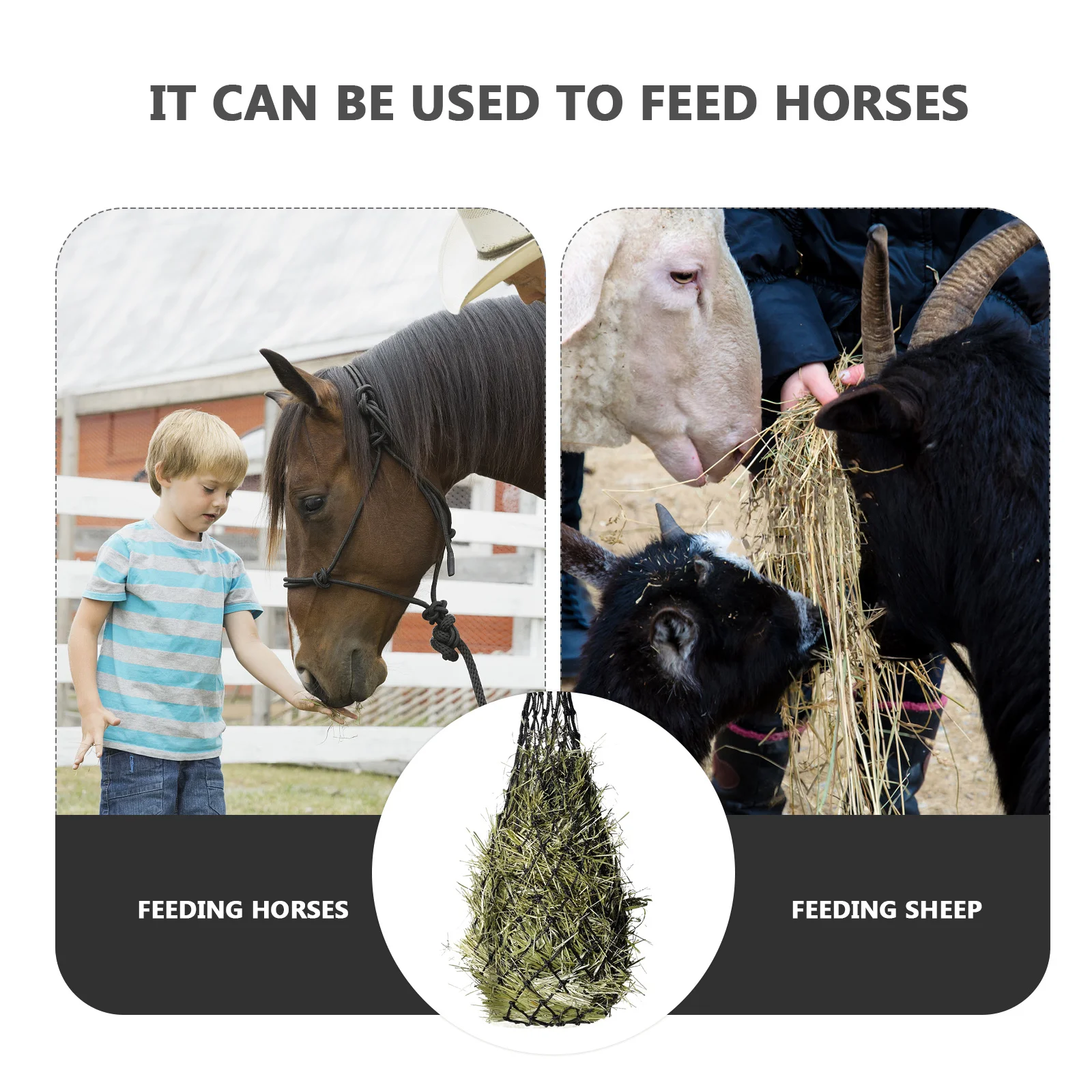 

Horse Feed Hay Net Hanging Slow Feeding Net Large Capacity Wear-Resistant Horse Straw Pouch Portable Feeding Bag