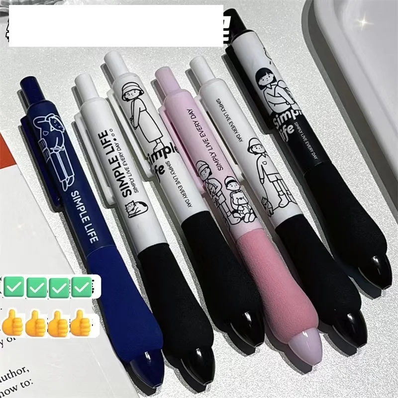 6 Pieces Simple Press Pen 0.5mm Black Gel Pen office accessories stationery supplies kawaii school supplies kids stationery gift