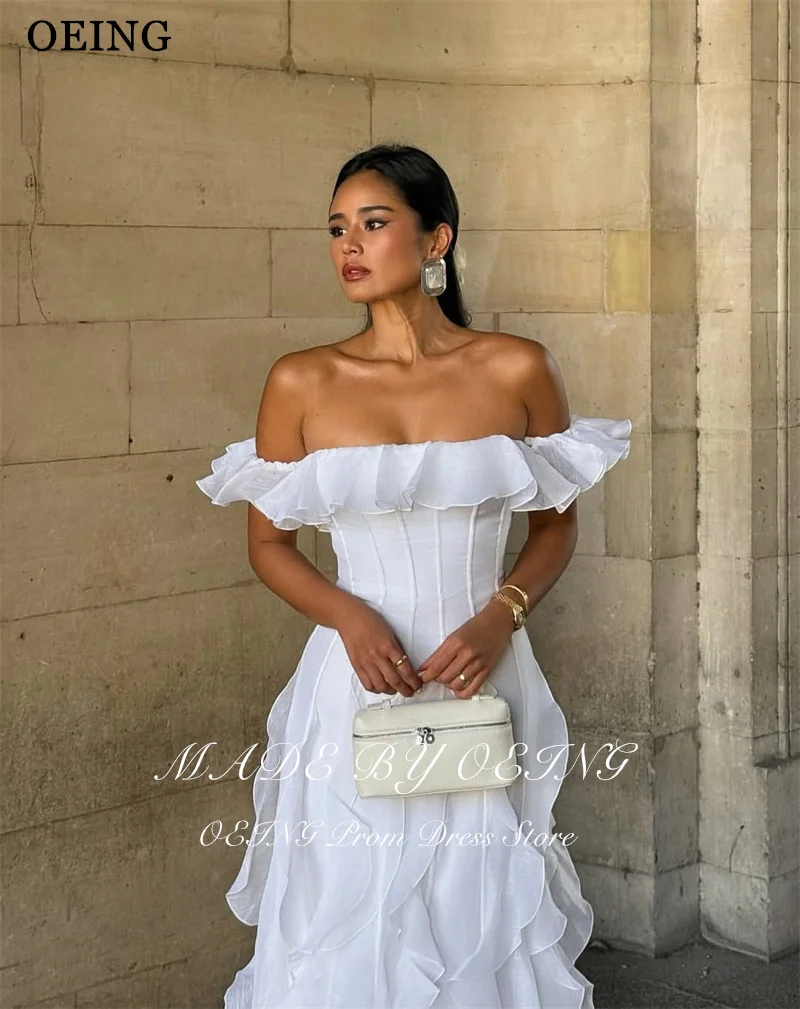 BOEING Elegante A-Linie-Abschlussballkleider, schulterfrei, gerüschte Rüschen, Partykleider, bodenlange Abendkleider 2025, individuell gestaltet