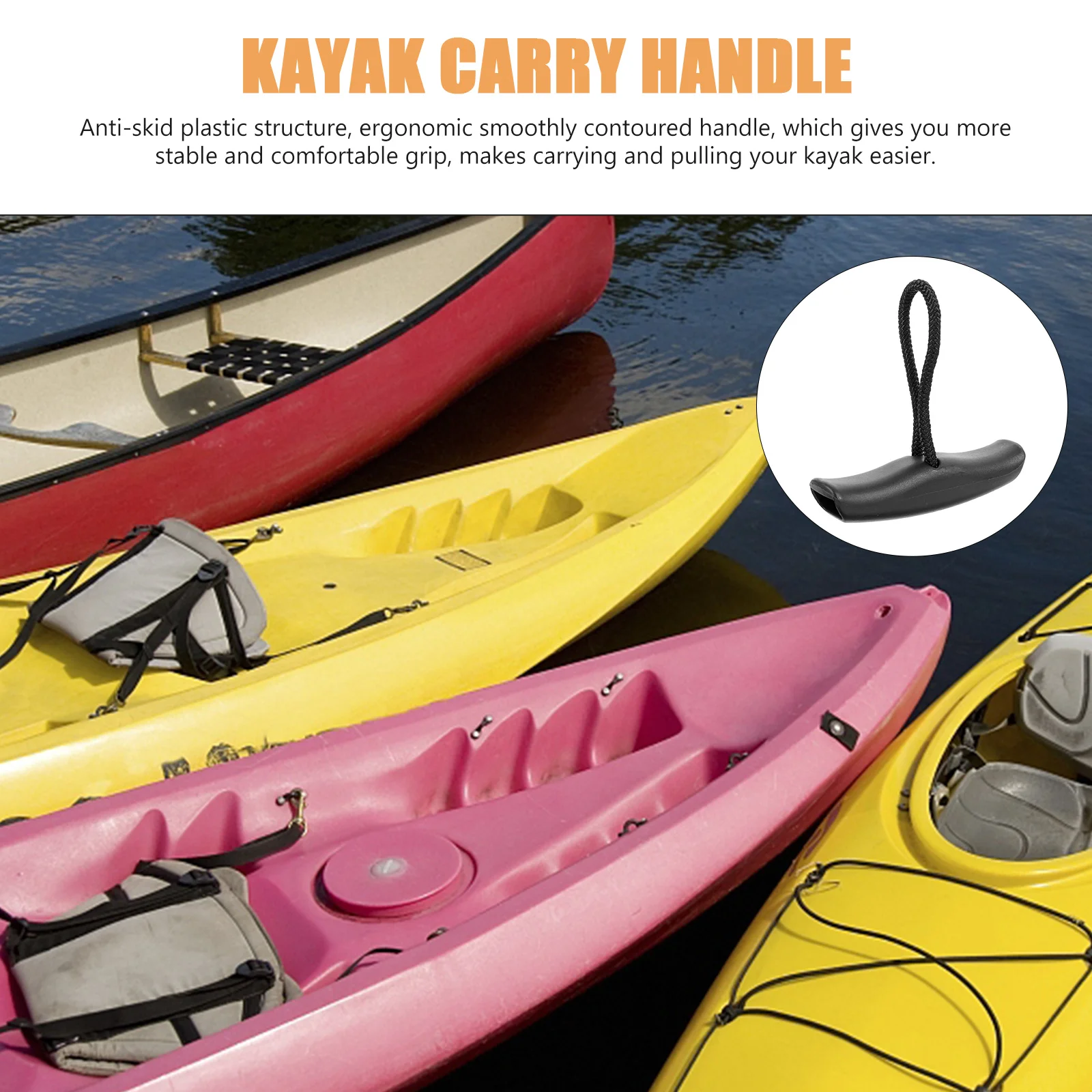 4 set Kayak Pull Handle Kit Replacement Marine Boat Carry Handle With Cord Anti-Skid T-Handle For Canoe Kayaking Accessories