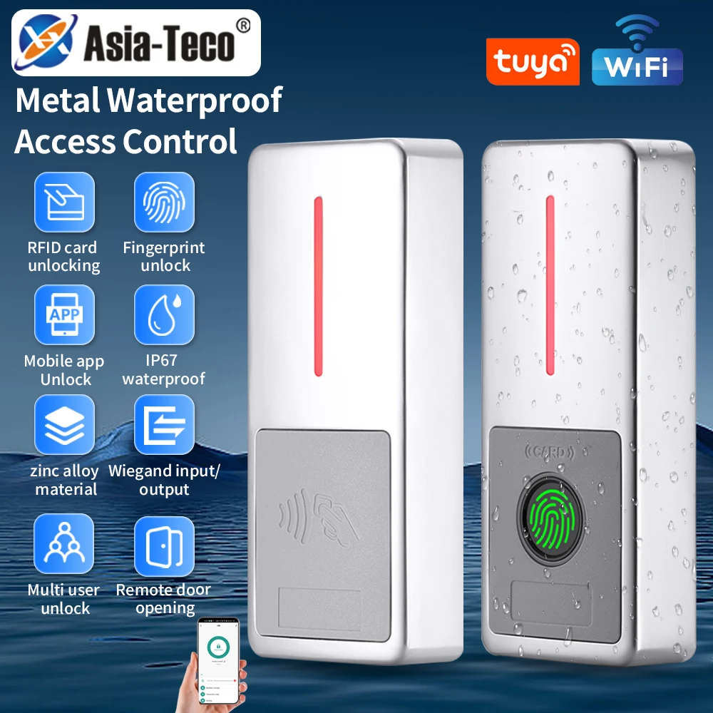 

Smart life 2.4G WIFI IP67 Waterproof WG input/output Anti-Vandal Temporary 10000 User Remote Unlock 125Khz/13.56MHZ RFID Card