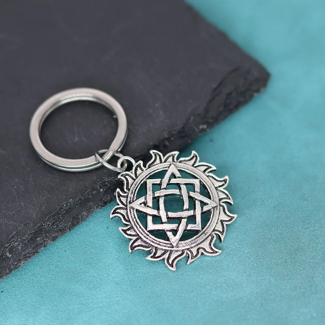 Slavic Star Lada Sign Pendant Keychain Viking Solar Amulet Key Chains For Men Women Punk Jewelry Talisman Gift