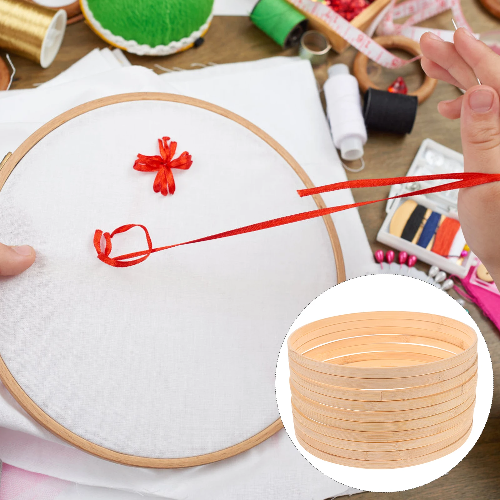 

10pcs 10cm Embroidery Frame Craft Sewing Supplies DIY Fan Embroidery Frame Fan Making Hoops Making Accessories