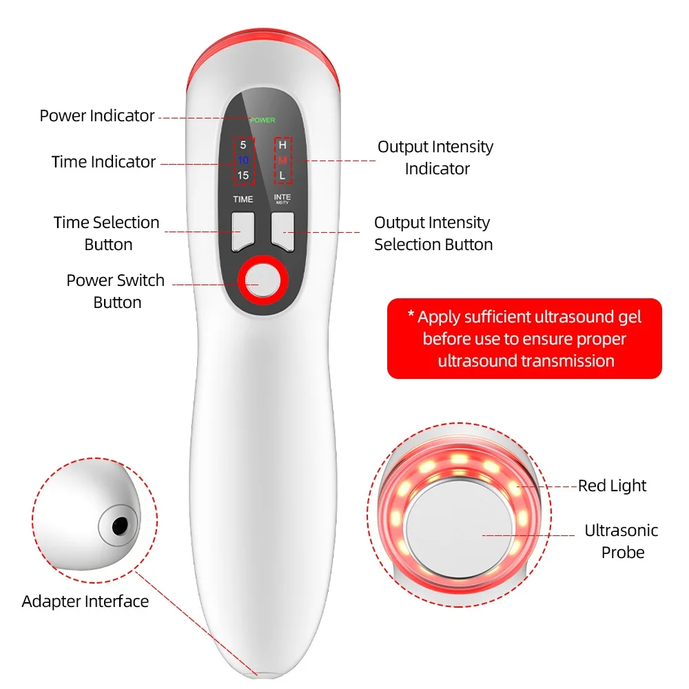 1MHz Handgehaltenes Ultraschall-Physiotherapiegerät, tragbares Körpermassagegerät mit 3 Intensitätsstufen und Timer-Einstellungen zur Muskelentspannung – Detail 4