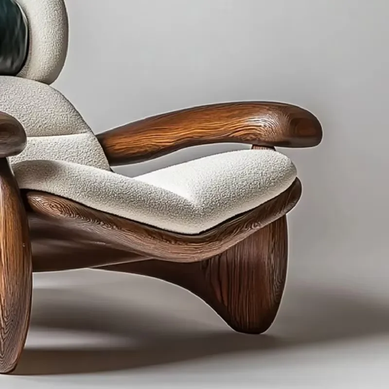 Mid-Century Style Lounge Chair with Polished Frame, Accent Armchair for Hotel Lobby