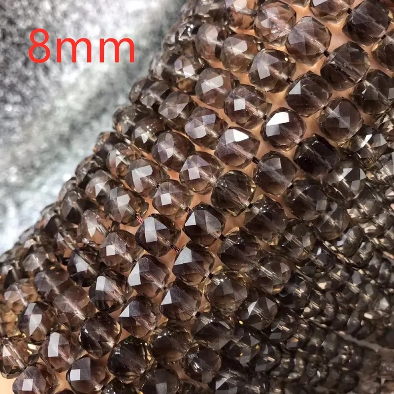 

Smoky Quartz square faceted 3/4/8mm nature for making jewelry necklace 38cm FPPJ wholesale loose beads