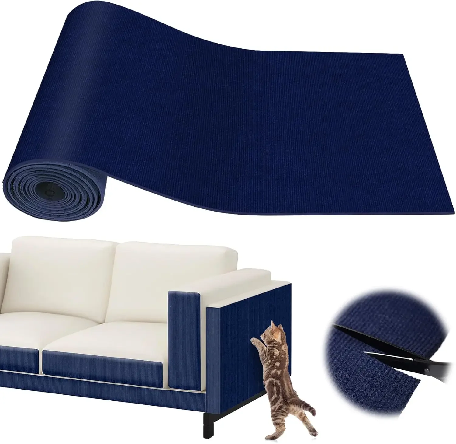 Self-Adhesive Cat Scratching Mat Trimmable Furniture Protector DIY Customizable Cat Scratching Pad for Couch Sofa Protection