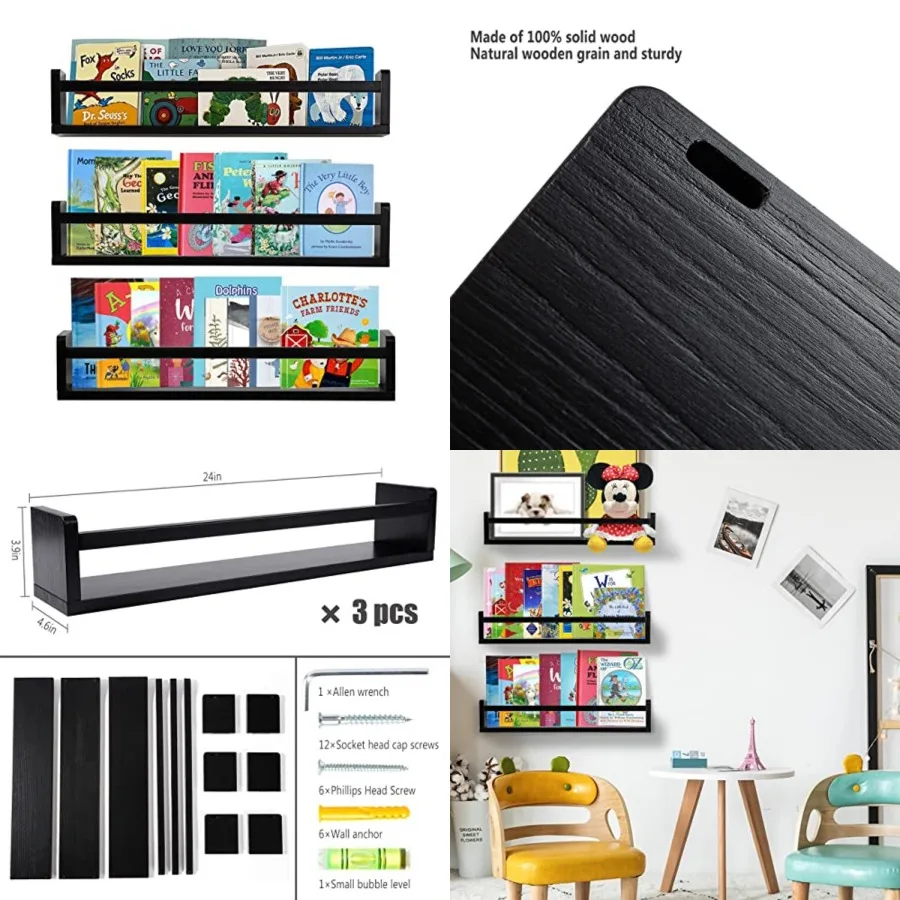 Classic Nursery Book Shelves en Floating Shelves Wall Bookshelf for Bathroom Decor Kitchen Spice Rack Organizer Room 24 Inch Se