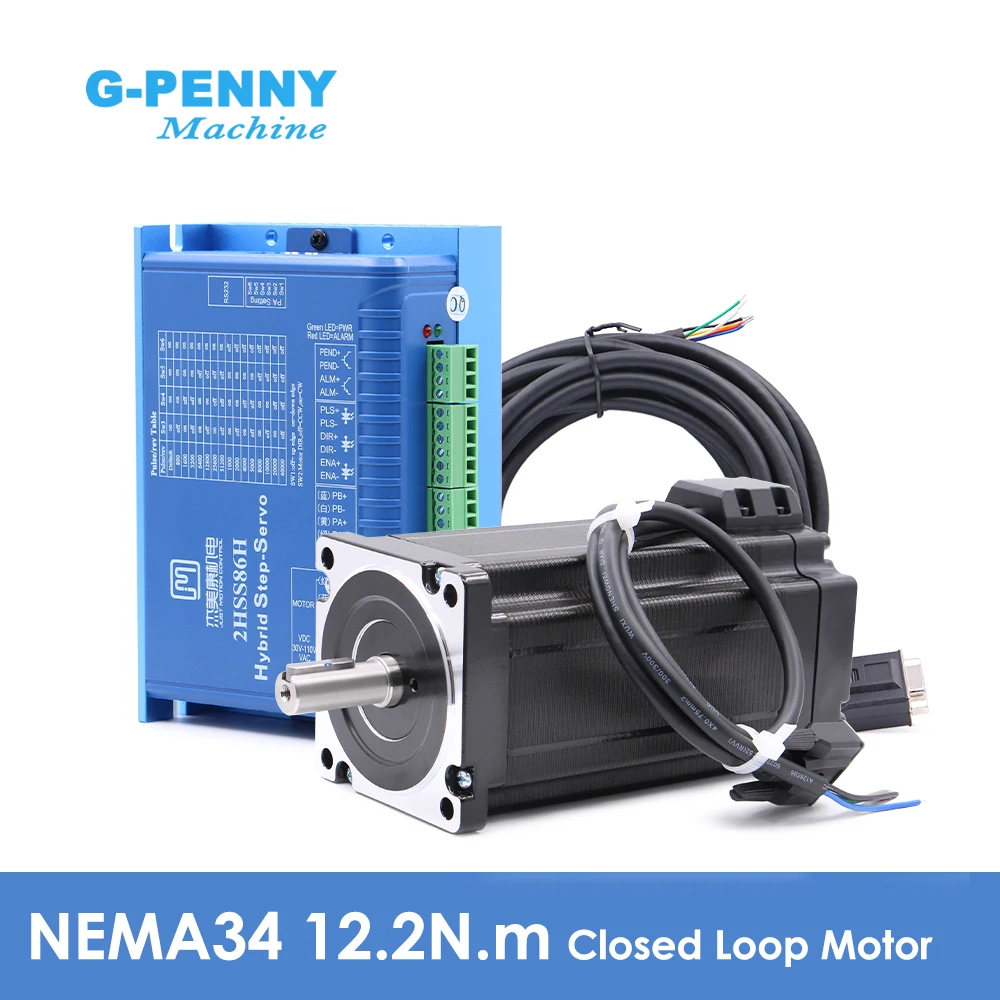 G-Penny JMC Nema34 12.2N.m Closed Loop Stepper Motor Hybrid Stepper Servo Motor Kits 6A DC/AC 86J18156EC-1000-LS 2HSS86H-A-5