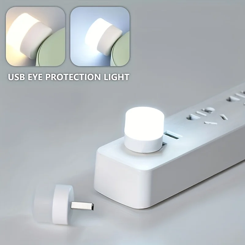 12PCS Mini USB Night Light Bulbs Warm White Eye Protection Book Reading Light USB Plug PC Mobile Power Charging LED Lamp