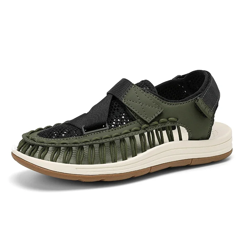 Summer Men Sandals Women Slippers Weaving Design Beach Sandals Breathable Casual Flat Sandals Outdoor Couples Sandals Size 46