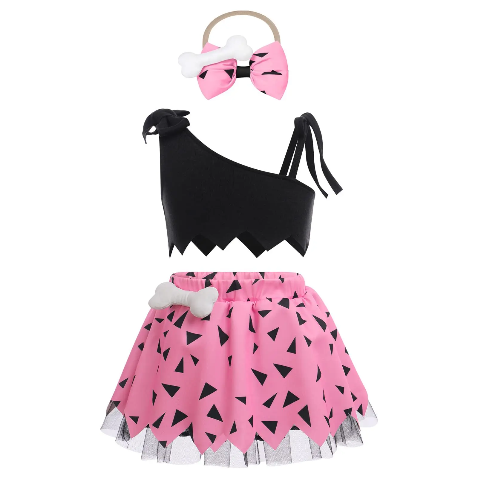 Baby Halloween Dog Bone Dress with Bow Headband Girl Boys Inspired Dress up Costume Family Party Suit