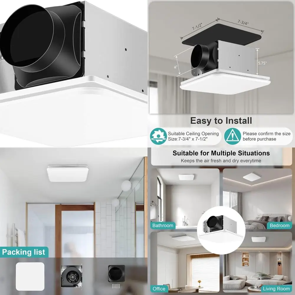 

Ultra Quiet 110CFM Bathroom Exhaust Fan with Hidden Grille, 1.0 Sones, 4 Diameter Outlet for Home, Office, Hotel Ventilation