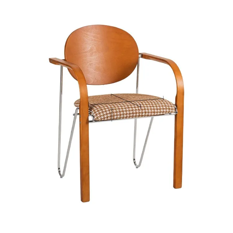 Medieval retro solid wood dining chair home armchair sedentary and comfortable negotiation stackable backrest
