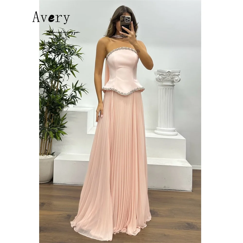 

Avery Customized Pink Off-shoulder A-line Rhinestones Elegant Party Dresses 2025 Woman Luxury Evening Dress Women's Ball Gown