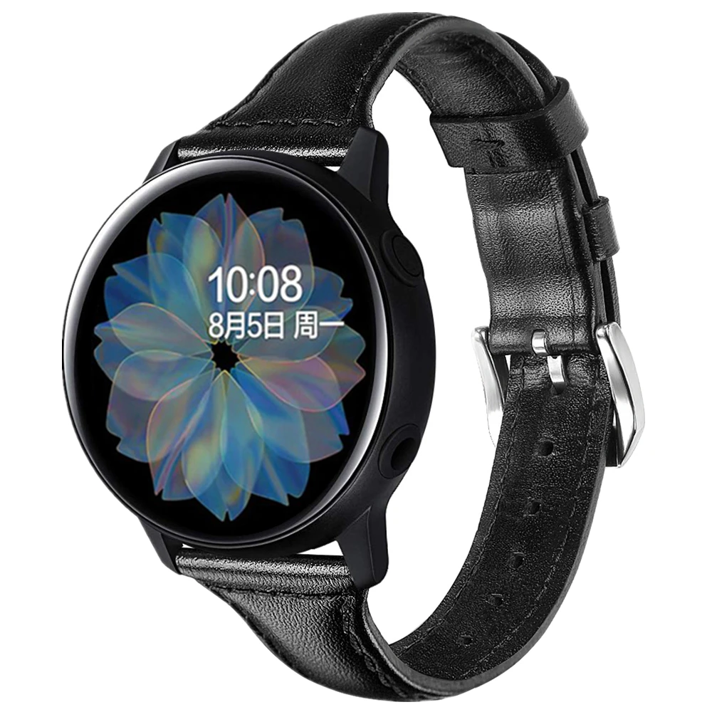 Watchband for Samsung Galaxy Watch Active 2 44mm band 20mm Genuine Leather Replacement Strap for active2 40mm wrist bracelet