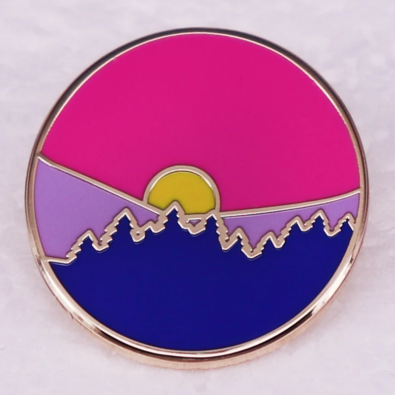 Subtle Bisexual Pride Sunrise pin Retro personality Metal Badge Backpack decoration