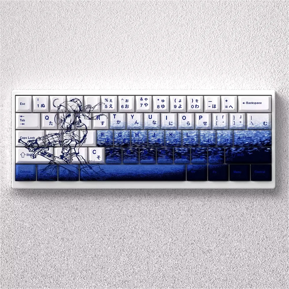

Binary theme blue keycaps heat sublimation genuine engraved cherry height keycap set adapts 60 65 68