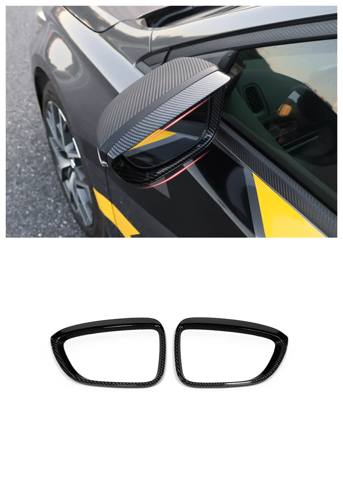 

Suitable for GAC Trumpchi EMPOW55 2021 2022 2023 ABS rearview mirror rain eyebrow decoration Auto Parts silvery carbon fibre