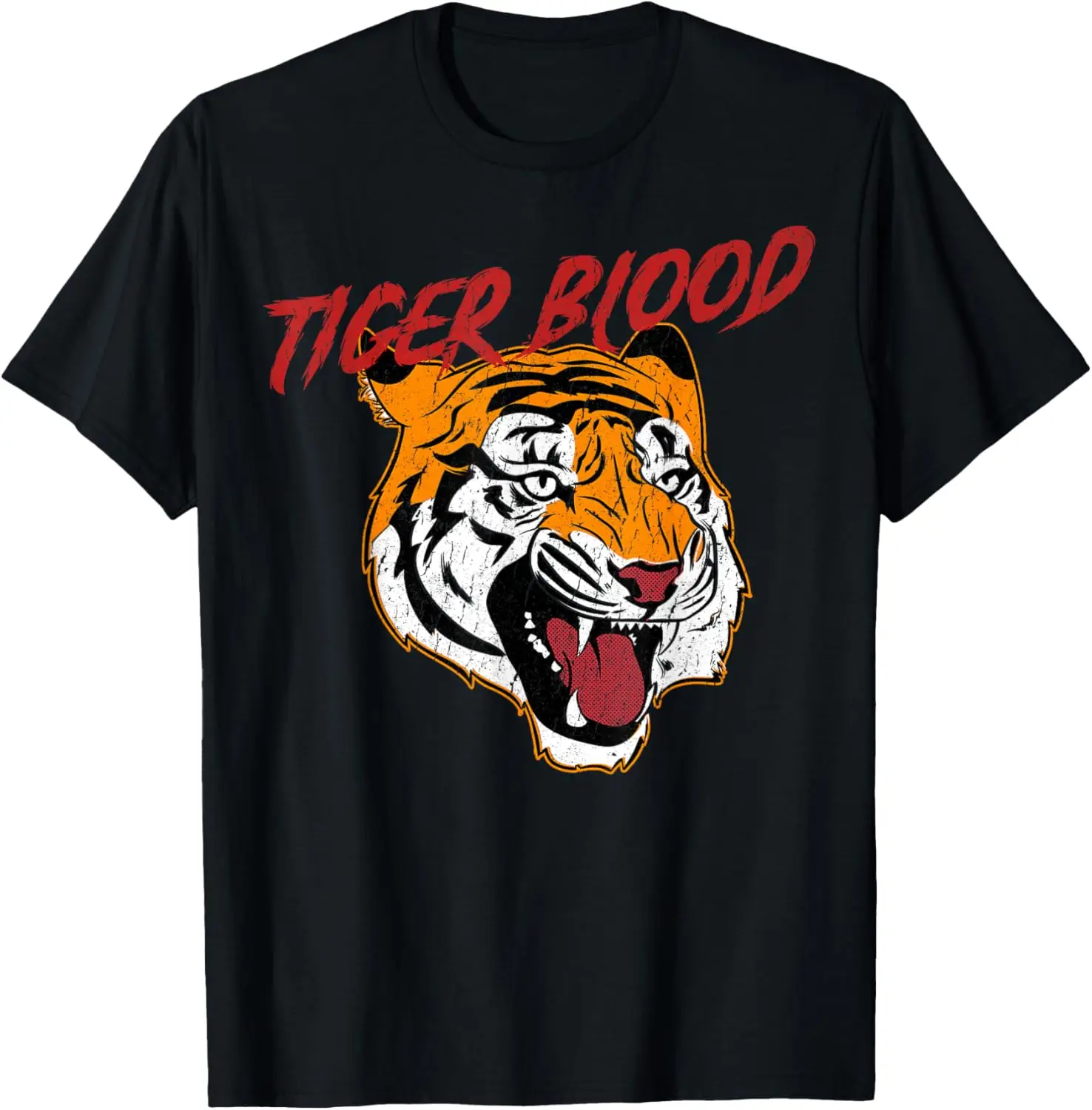 Tiger Blood Distressed Roaring Tiger Graphic T-Shirt