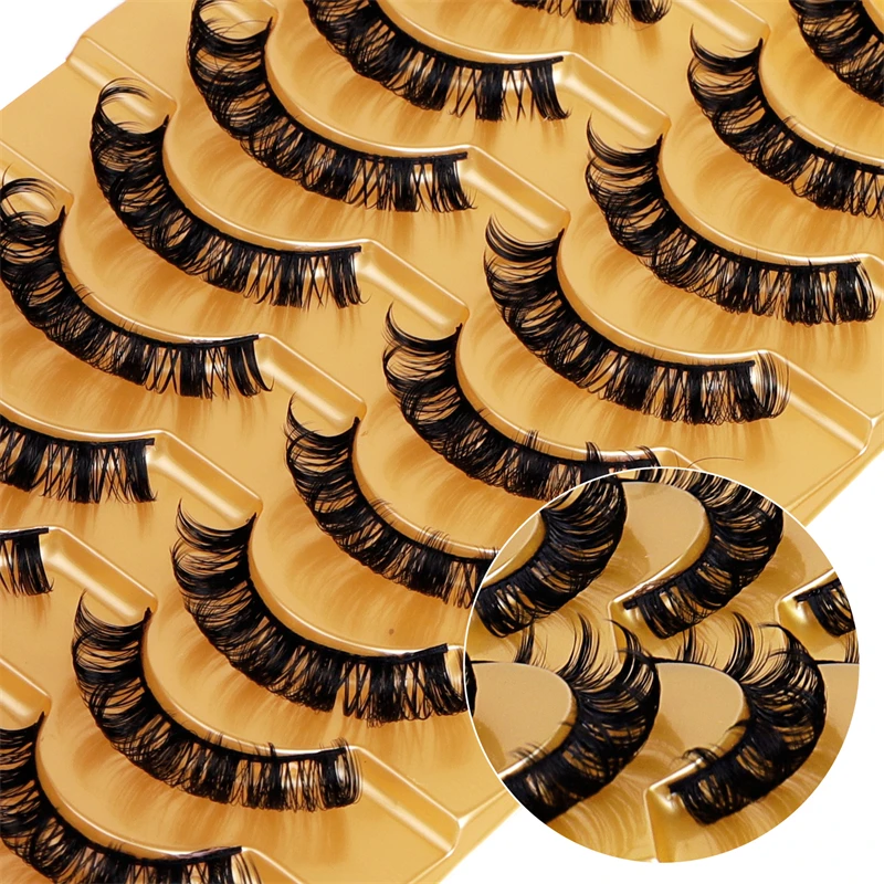 10 Pairs Russian Roll False Eyelashes Natural Lightweight Perfect Curl Reusable Eyelash Extensions for Suitable Care