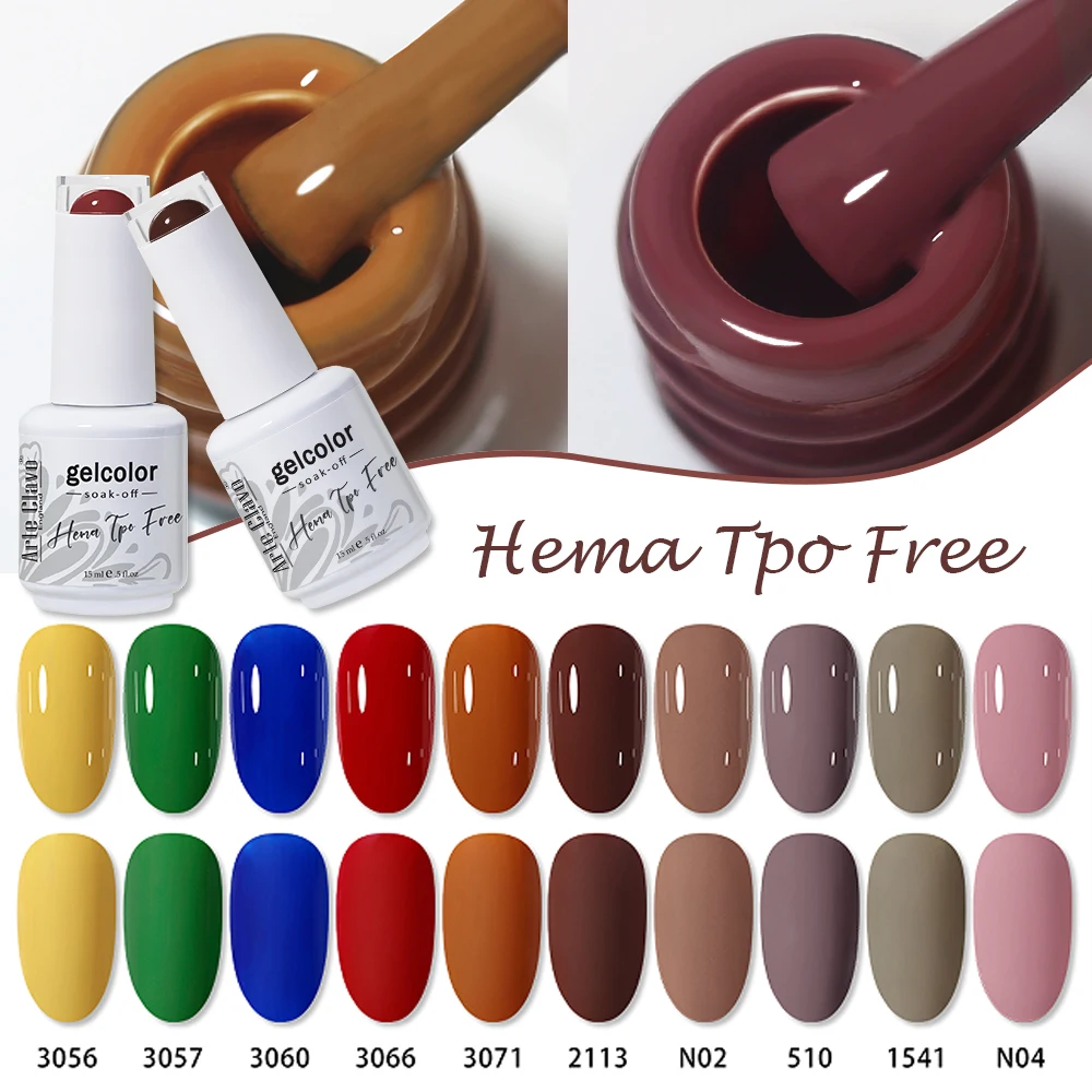 Arte Clavo 15ml Hema Tpo Free Gel Nail Polish Autumn Red Brown 116 Colors Semi Permanent UV Gel Soak Off Nail Art Gel Varnishes