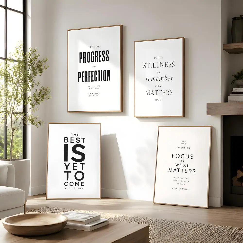 Progress Motivation Poster Wall Decor Self-Adhesive Aesthetic Modern Vibe Stylish Gift Friends Using Living Room Bedroom