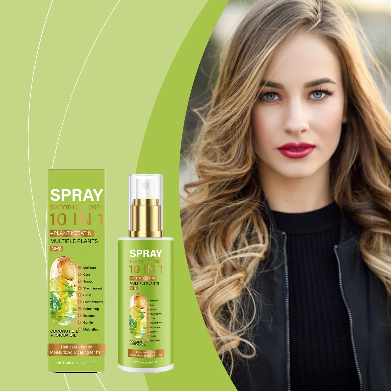 

Спрей для ухода за волосами с растительным кератином, глубоко увлажняющий, улучшает качество поврежденных волос, снимает сухость, блеск, питательный спрей-эссенция для волос