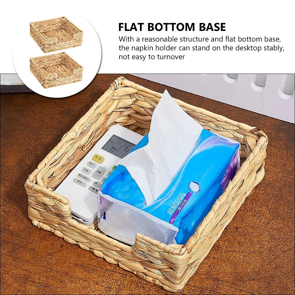 

2Pcs Woven Napkin Holder Rustic Desktop Tray for Kitchen Cafe Hotel Restaurant Table Napkin Organizer Storage Basket