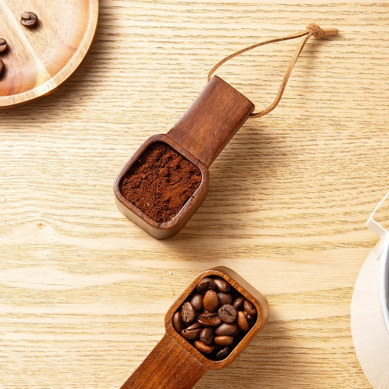 Solid Wood Coffee Spoon Square Large-Capacity Spoon Smooth Smooth Surface Drop- Resistant Wear Coffee Brewing Essential Tool