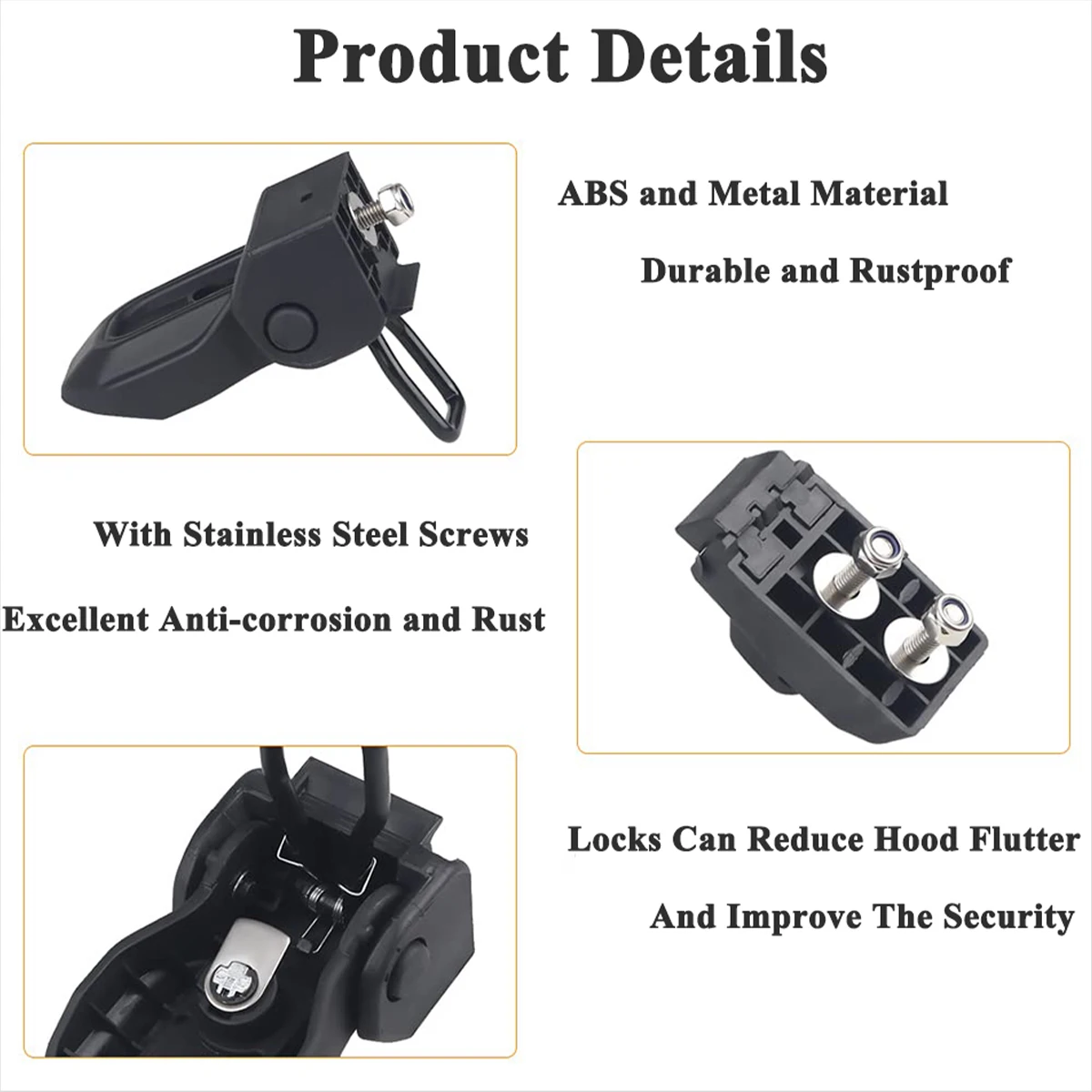Car Hood Catch Latches Locking Anti-theft for Jeep Wrangler JL Gladiator JT 2018-2023 4xe Rubicon Sahara Exterior Accessories