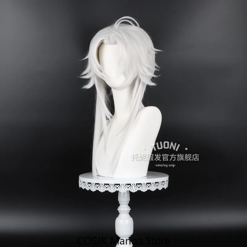 Anime Cute The Pierrot Cos Short Wig Teased Hair Crown Hair Peak Silver White High Temperature Silk Cos Prop Role-Playing view 3