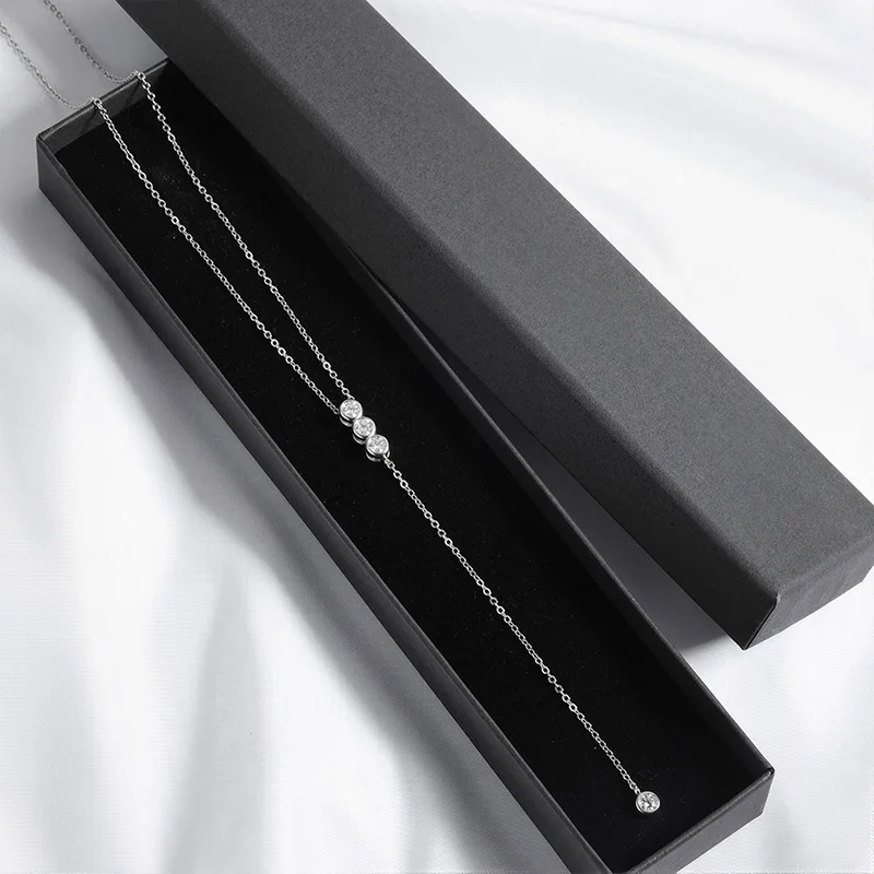 Smyoue Bubbles 100% Real Moissanite Necklace for Women Girls Sparkling Classic Pendant 925 Sterling Silver Lad Diamond Chain