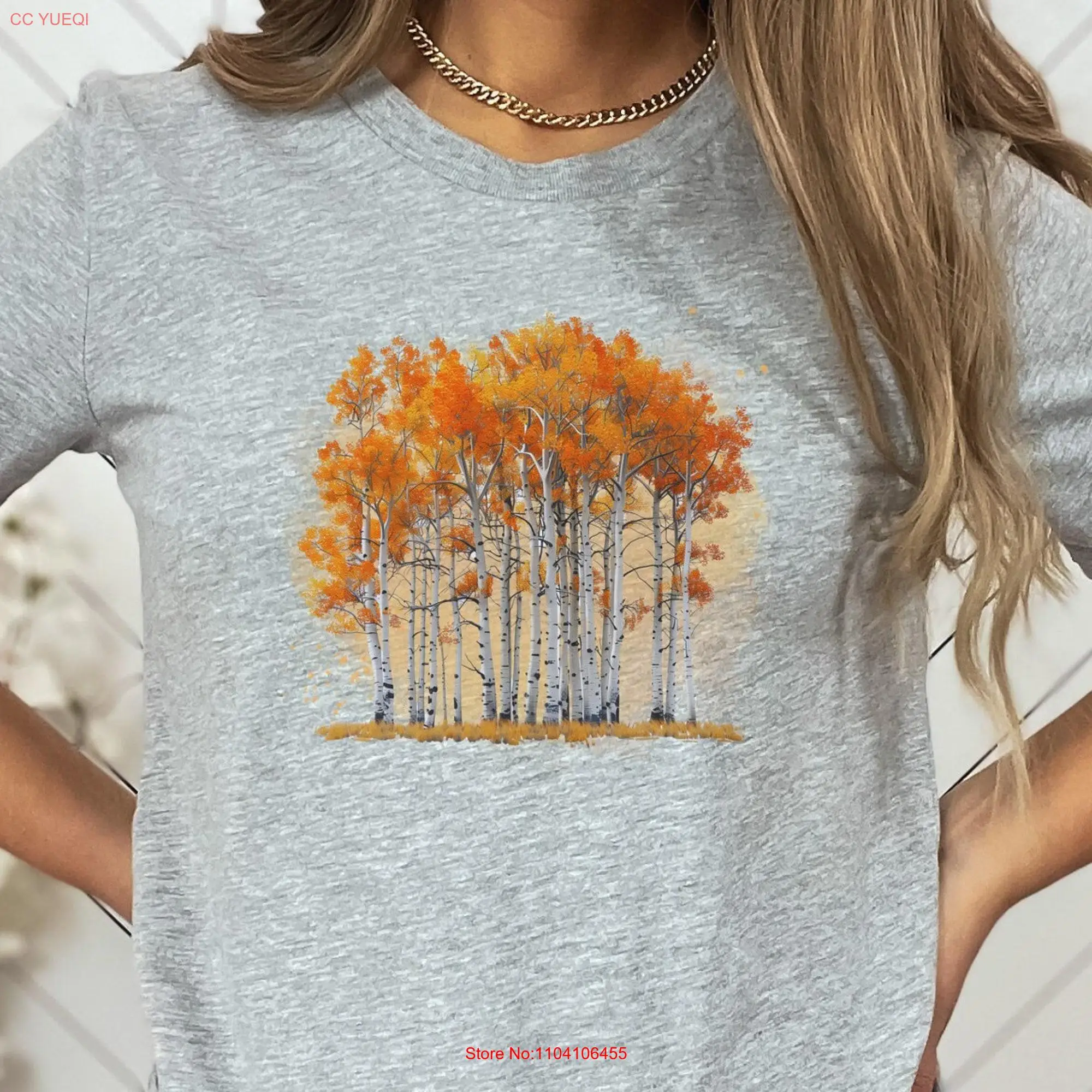 Autumn Aspen Glow T Shirt Fall Foliage Tree Design Colorful Apparel Trees Forest Top long or short sleeves