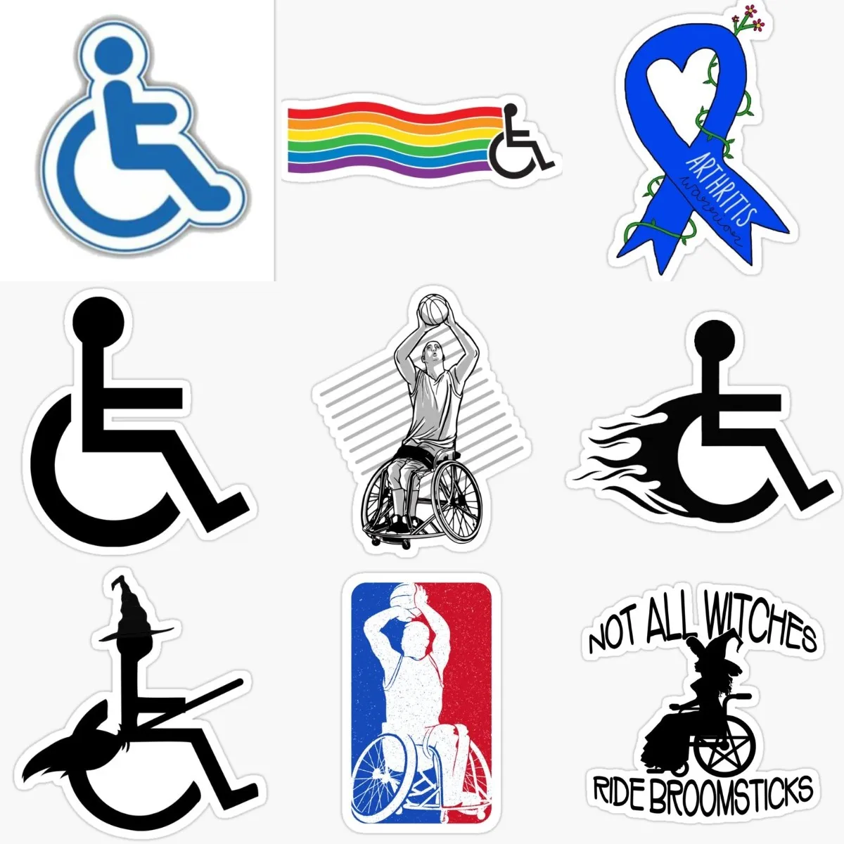 Creative Disabled Wheelchair Handicap Waterproof Accessories Sticker for Decorate Window Fridge Wall Room Car Helmet Decal