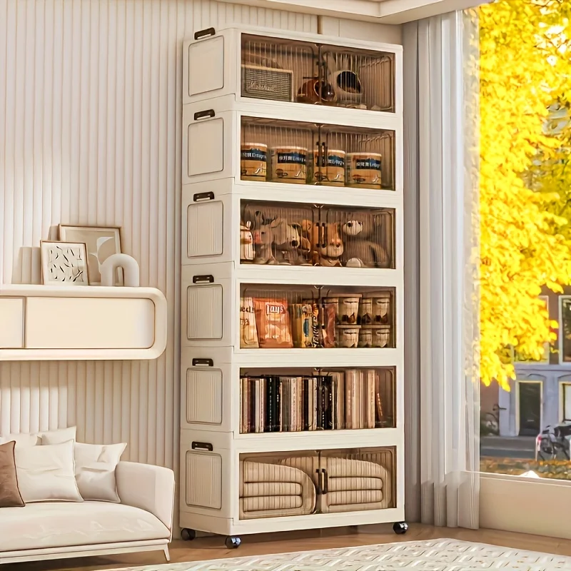 خزانة قابلة للطي مكونة من 5 طبقات، وصناديق بلاستيكية، ومنظم خزانة ملابس محمول، وأدراج قابلة للتكديس. لغرفة النوم، غرفة المعيشة، المكتب