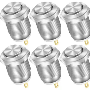 6 Teile 12 mm Momentanschalter 12 V kleiner rund wasserfestem Normalknopf Chrom Metall Edelstahl 2 Pins N/O. 8 Hauptverkäufe Edelstahl Botao 12V - №1