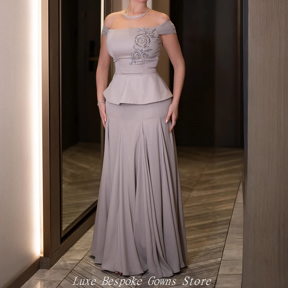 

Women's Formal Evening Gowns A-line Floor-length Off The Shoulder Sleeveless Prom Dresses Fashion Sequined Customized Gowns