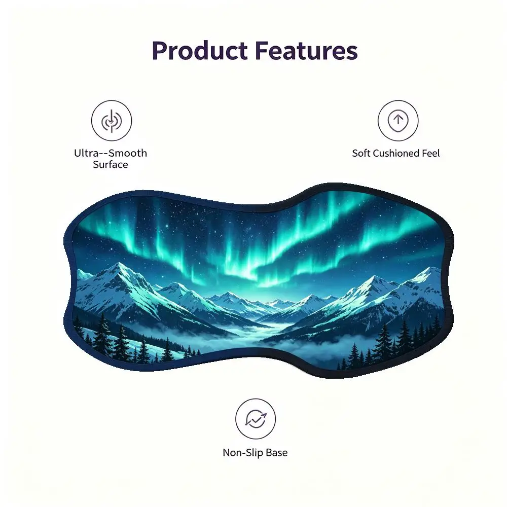 Creative Snow Mountain Aurora Play Mat Non Slip Rubber Base Large Size Special Shaped For Nature Desk Decor