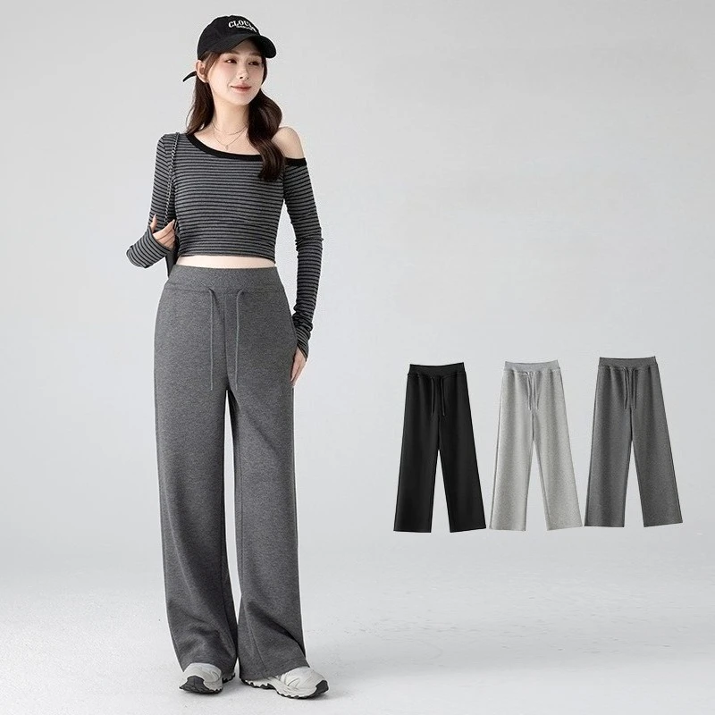 Maternity Pants Spring Autumn 2026 New Style Sports Casual Loose Versatile Simple Drawstring Straight Pants Soft Comfortable