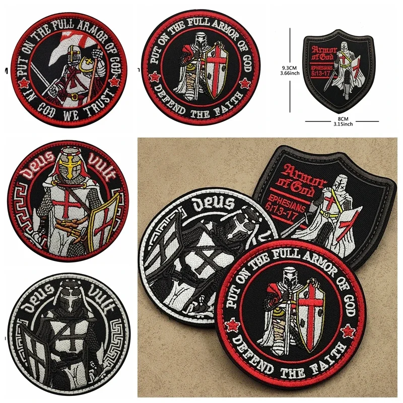 

European Knights Templar Crusader Embroidered patch Knight Order Warlock Badge Outdoor clothing Backpack patches