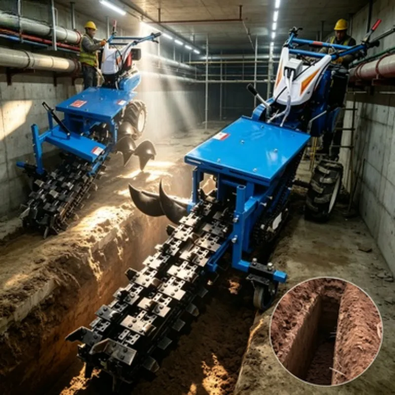 Fully Automated Chainsaw Trenching Machine - Compact Diesel Chain Trencher for Farm & Canal Digging