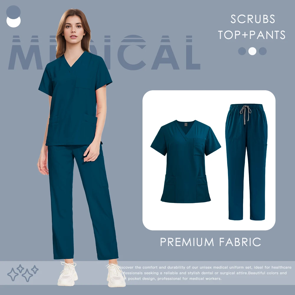 High Quality Hospital Scrubs Set Medical Clothing for Women Surgical Uniform Nurse Workwear Lab Top Pants Suits Dentist Overalls